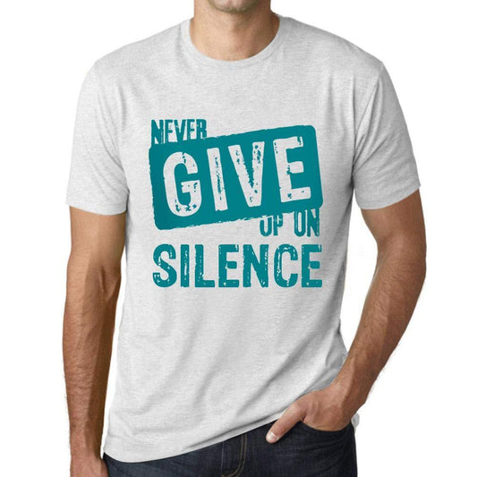 Ultrabasic Homme T-Shirt Graphique Never Give Up on Silence Blanc Chiné