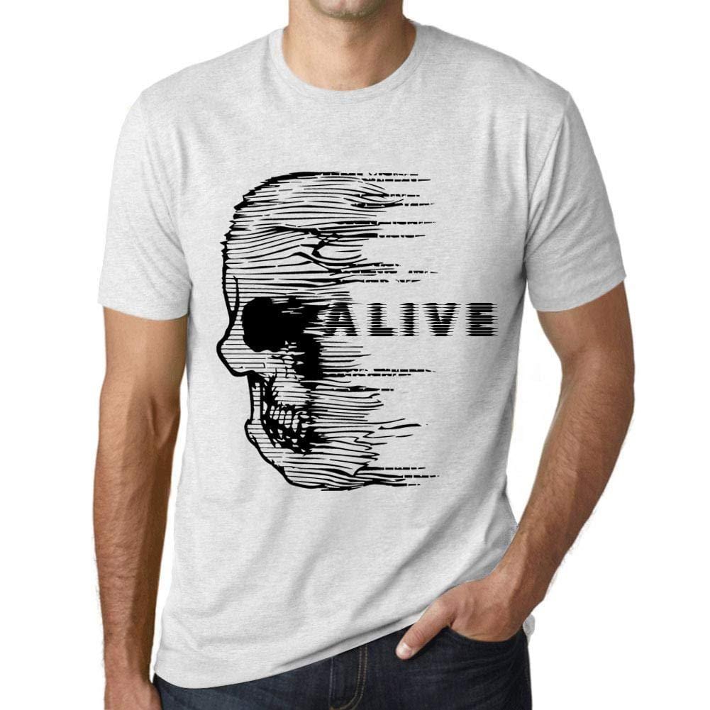 Homme T-Shirt Graphique Imprimé Vintage Tee Anxiety Skull Alive Blanc Chiné