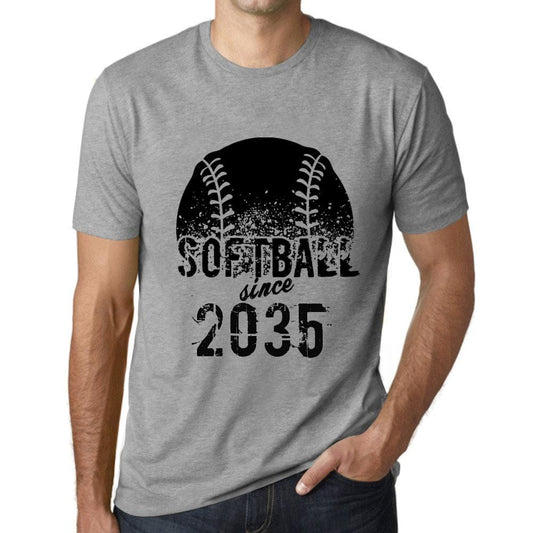Men&rsquo;s Graphic T-Shirt Softball Since 2035 Grey Marl - Ultrabasic