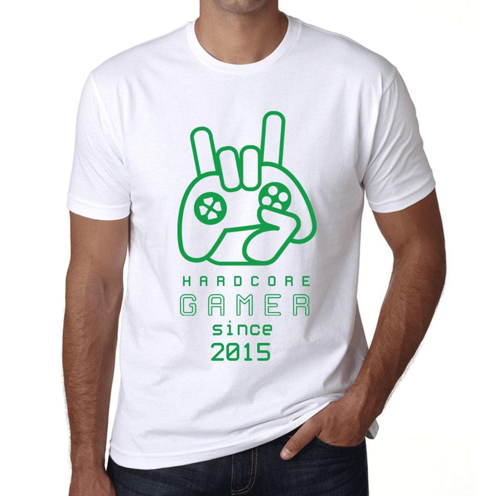 Men&rsquo;s Graphic T-Shirt Hardcore Gamer Since 2015 White - Ultrabasic