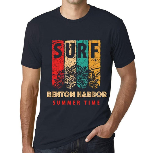 Men&rsquo;s Graphic T-Shirt Surf Summer Time BENTON HARBOR Navy - Ultrabasic