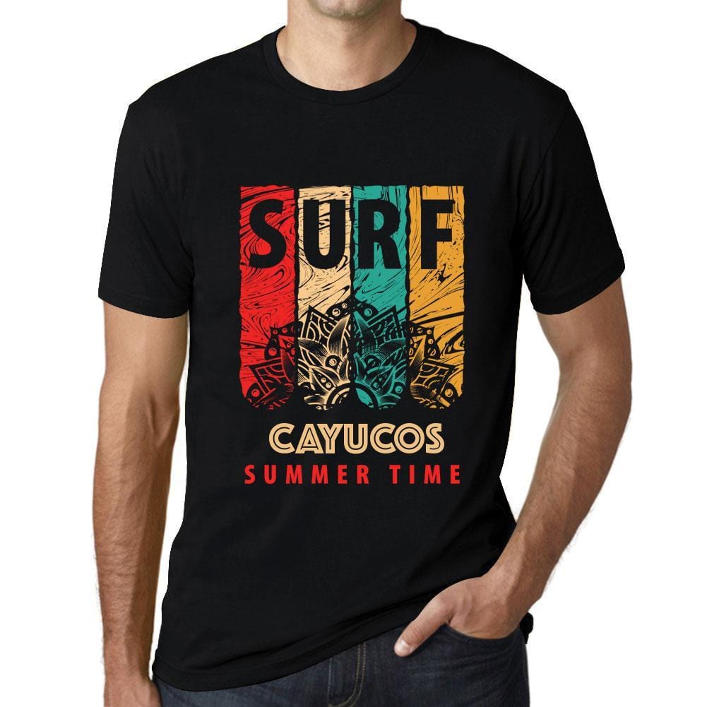 Men&rsquo;s Graphic T-Shirt Surf Summer Time CAYUCOS Deep Black - Ultrabasic