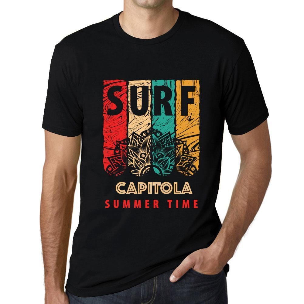 Men&rsquo;s Graphic T-Shirt Surf Summer Time CAPITOLA Deep Black - Ultrabasic