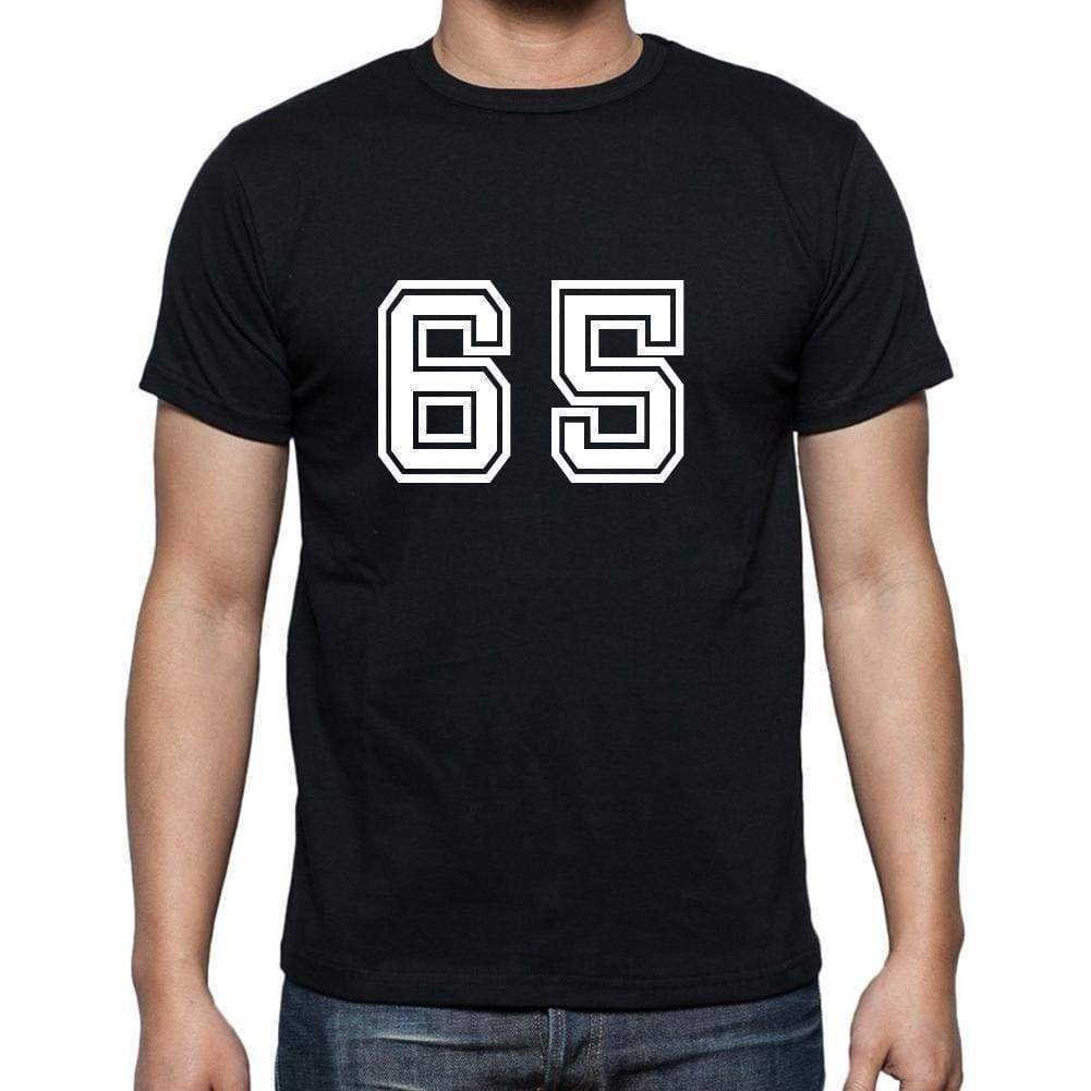 65 Numbers Black Mens Short Sleeve Round Neck T-Shirt 00116 - Casual