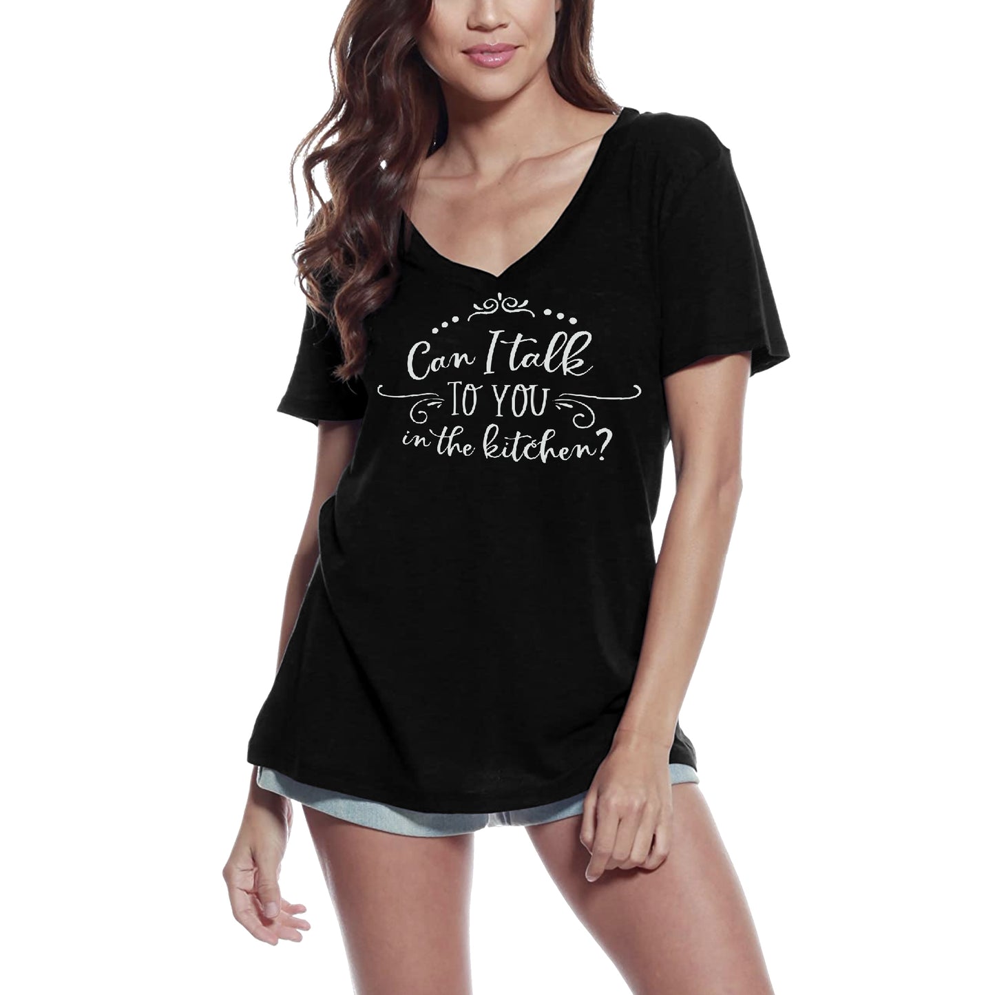 ULTRABASIC Women's T-Shirt Can I Talk to You in the Kitchen - Short Sleeve Tee Shirt Tops