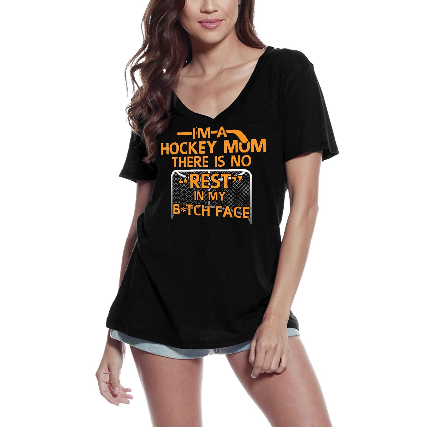 ULTRABASIC Women's T-Shirt I'm a Hockey Mom There is No Rest in My Face - Funny Tee Shirt