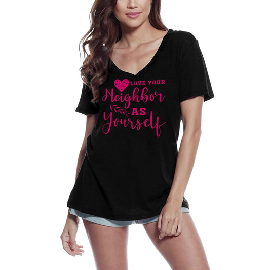 ULTRABASIC Women's T-Shirt Love Your Neighbor as Yourself - Short Sleeve Tee Shirt Gift Tops