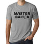 Graphic Men's Master Baitor T-Shirt Black Letter Print Grey Marl - Ultrabasic
