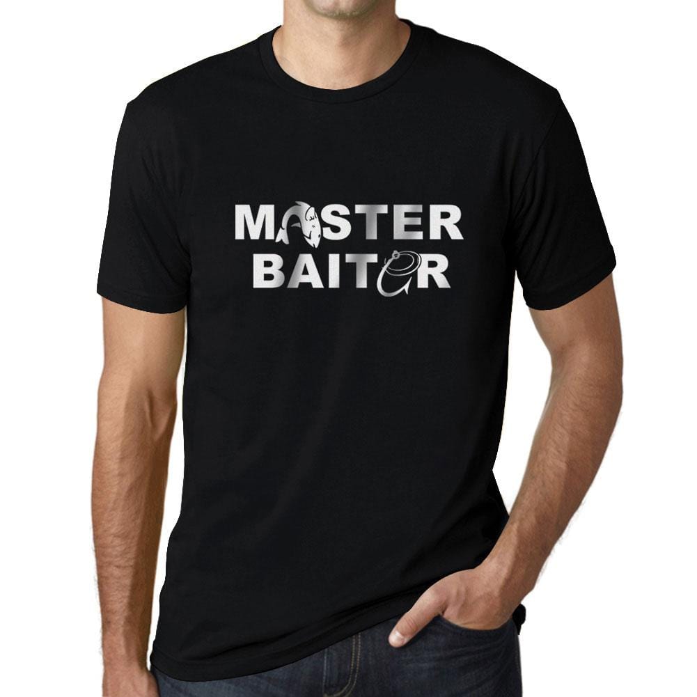 Graphic Men's Master Baitor T-Shirt Black Letter Print Deep Black - Ultrabasic
