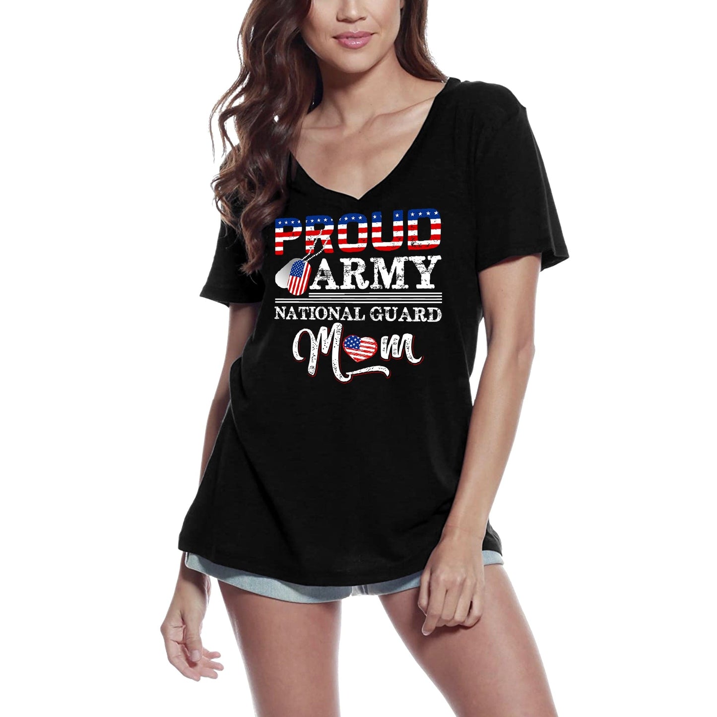 ULTRABASIC Women's T-Shirt Proud Army National Guard Mom - American Patriotic Mother Tee Shirt