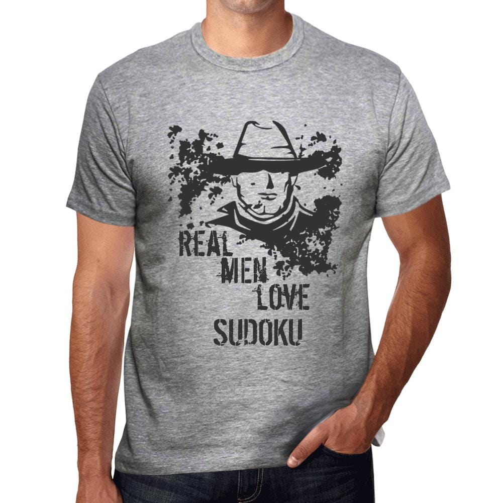 Sudoku, Real Men Love Sudoku Men's T shirt Grey Birthday Gift Round Neck 00540