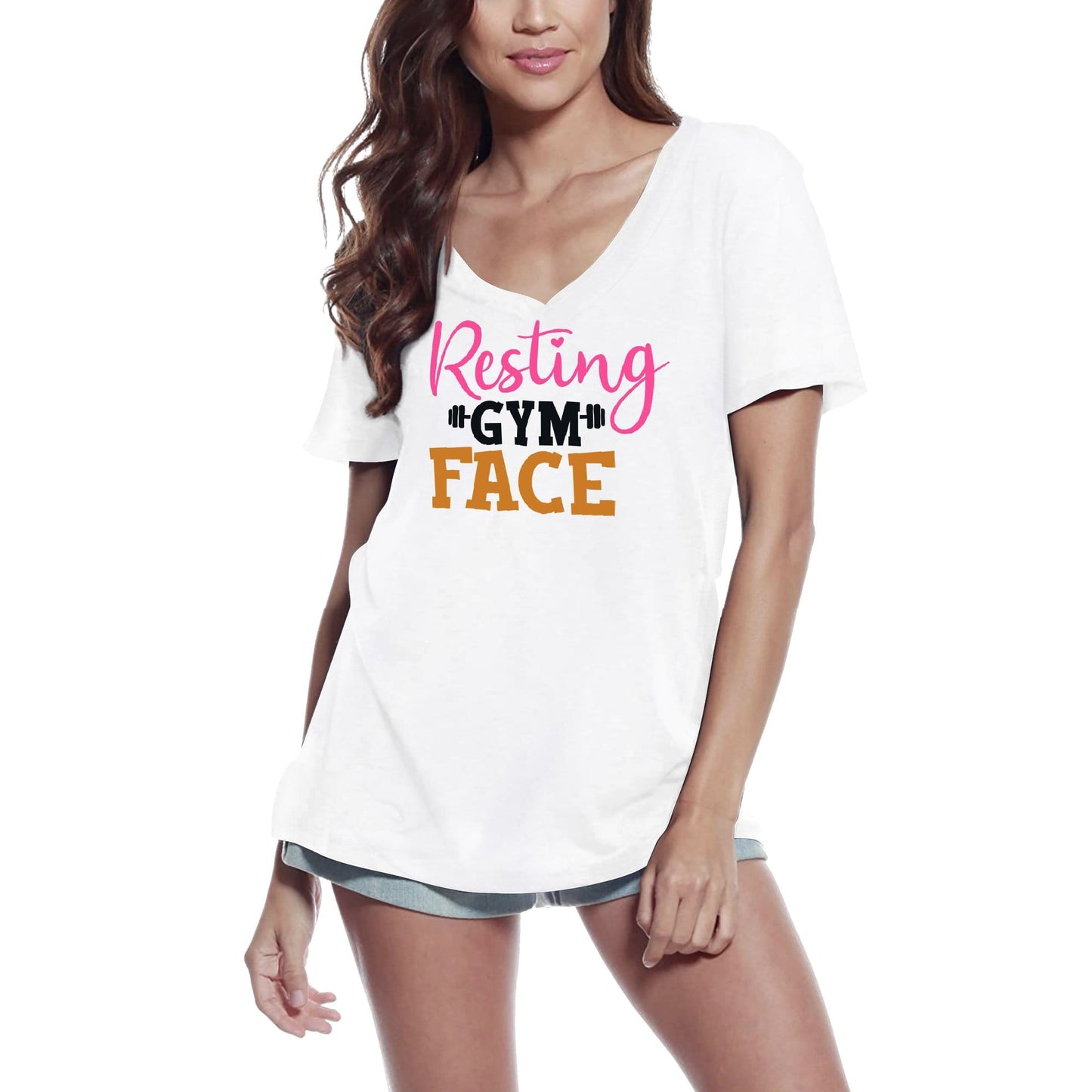 ULTRABASIC Women's Novelty T-Shirt Resting Gym Face - Funny Gym Tee Shirt