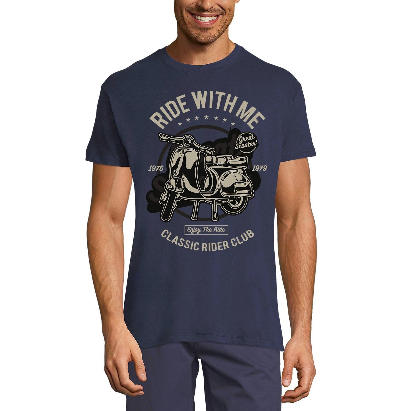 ULTRABASIC Men's Graphic T-Shirt Ride With Me - Classic Rider Club Scooter Tee Shirt