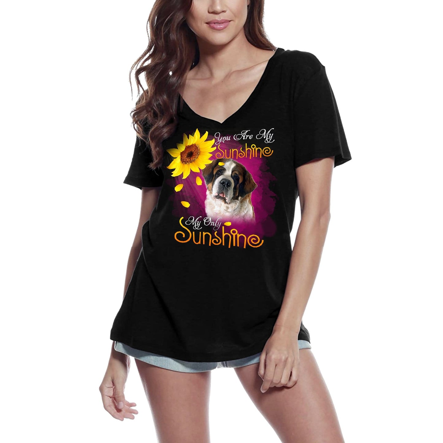 ULTRABASIC Women's V-Neck T-Shirt My Only Sunshine - Schnauzer - Vintage Shirt