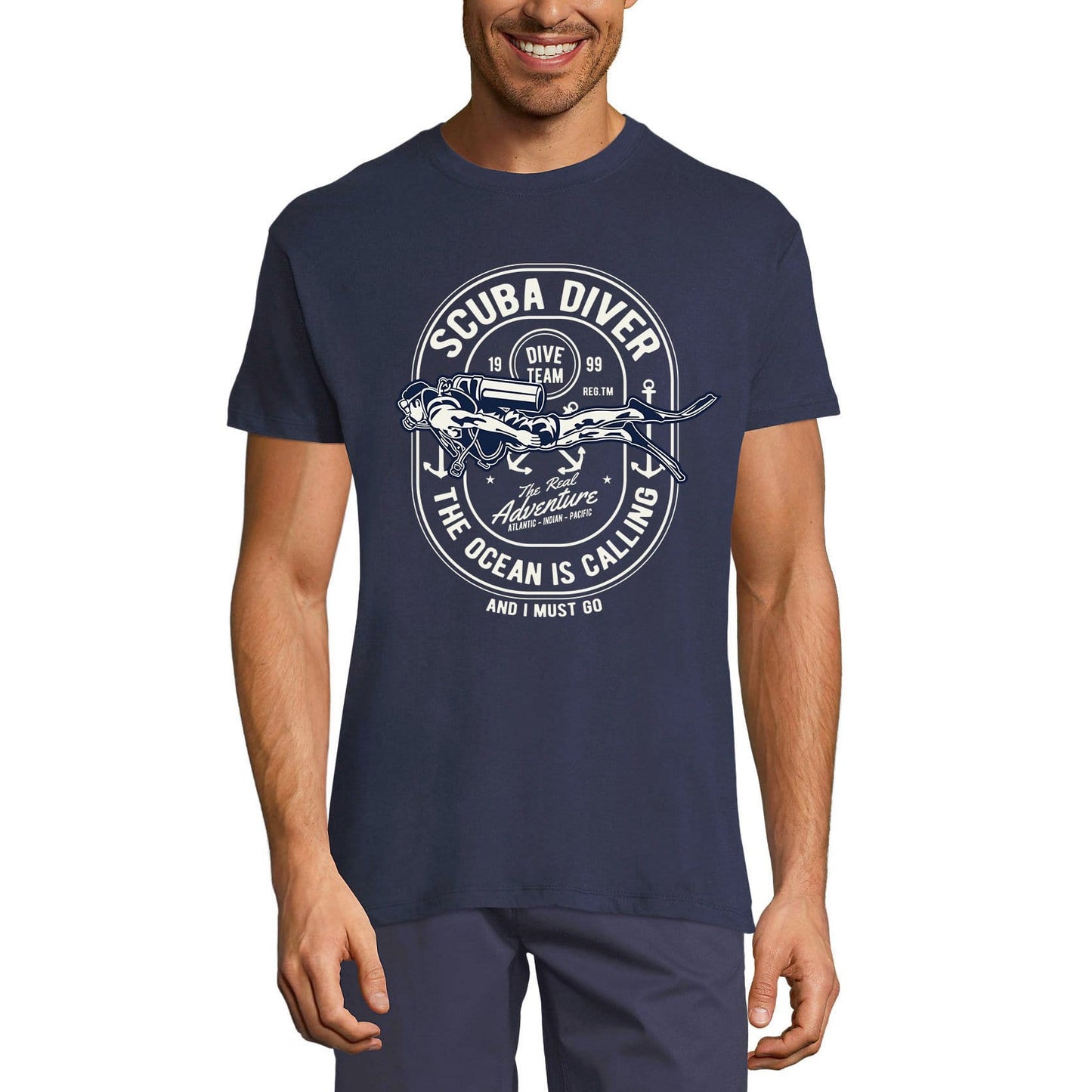 ULTRABASIC Men's T-Shirt Scuba Diver - Ocean is Calling - Dive Team Adventure Tee Shirt