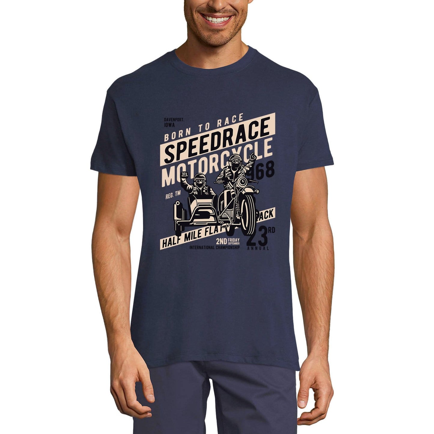 ULTRABASIC Men's Graphic T-Shirt Born To Race - Speedrace Motorcycle 1968
