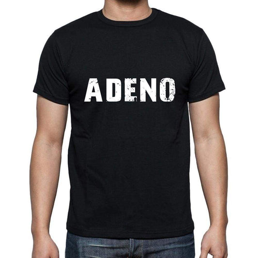 Adeno Mens Short Sleeve Round Neck T-Shirt 5 Letters Black Word 00006 - Casual