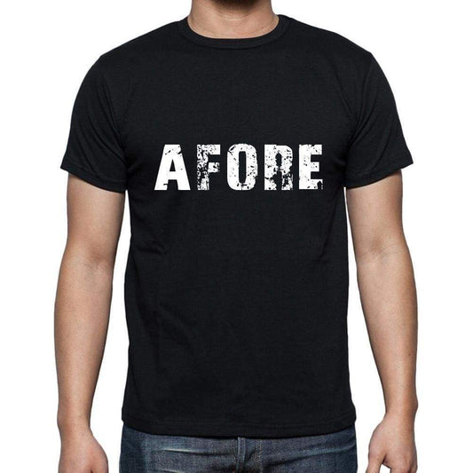 Afore Mens Short Sleeve Round Neck T-Shirt 5 Letters Black Word 00006 - Casual