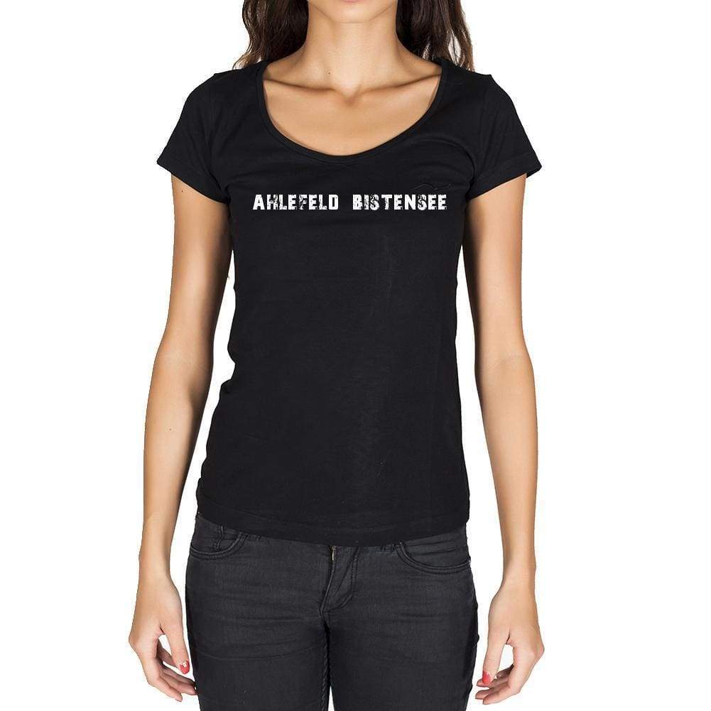 Ahlefeld Bistensee German Cities Black Womens Short Sleeve Round Neck T-Shirt 00002 - Casual