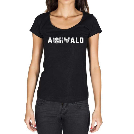 Aichwald German Cities Black Womens Short Sleeve Round Neck T-Shirt 00002 - Casual