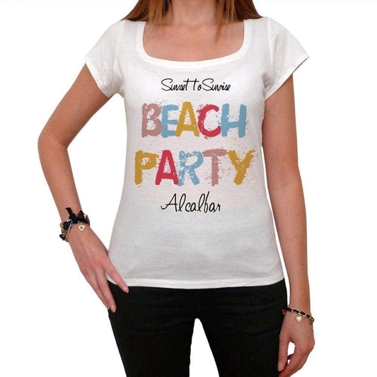 Alcalfar Beach Party White Womens Short Sleeve Round Neck T-Shirt 00276 - White / Xs - Casual