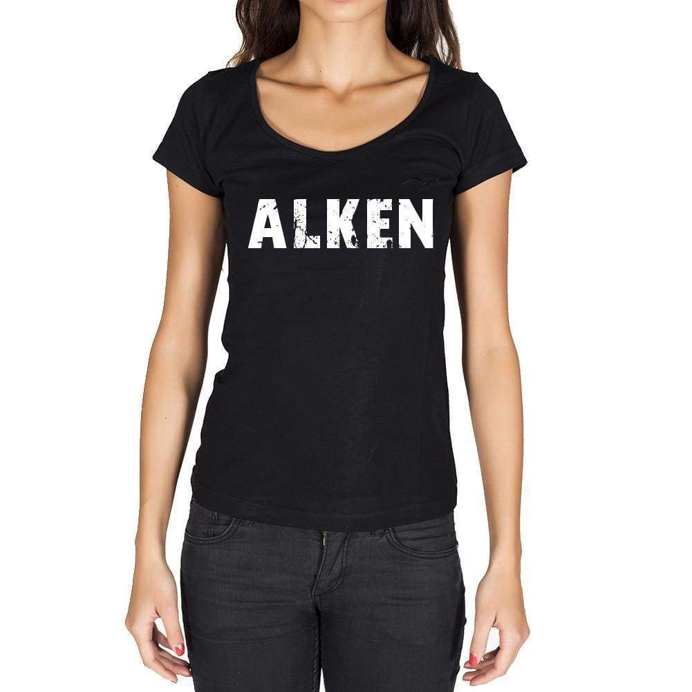 Alken German Cities Black Womens Short Sleeve Round Neck T-Shirt 00002 - Casual