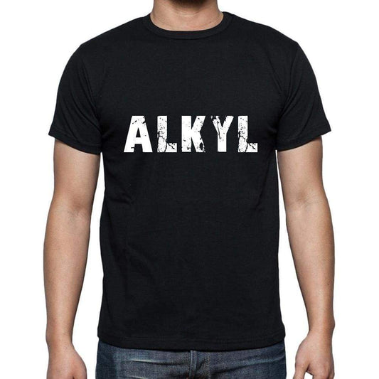 Alkyl Mens Short Sleeve Round Neck T-Shirt 5 Letters Black Word 00006 - Casual