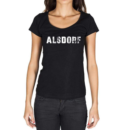 Alsdorf German Cities Black Womens Short Sleeve Round Neck T-Shirt 00002 - Casual