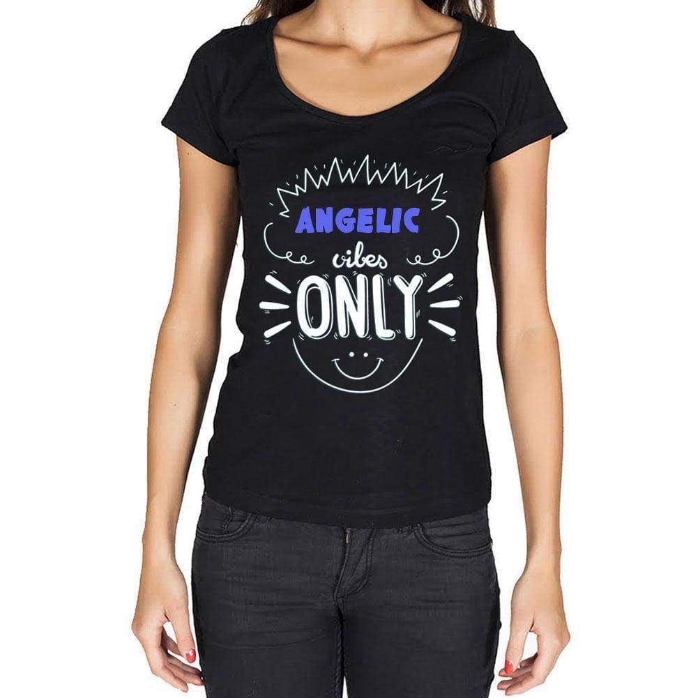Angelic Vibes Only Black Womens Short Sleeve Round Neck T-Shirt Gift T-Shirt 00301 - Black / Xs - Casual