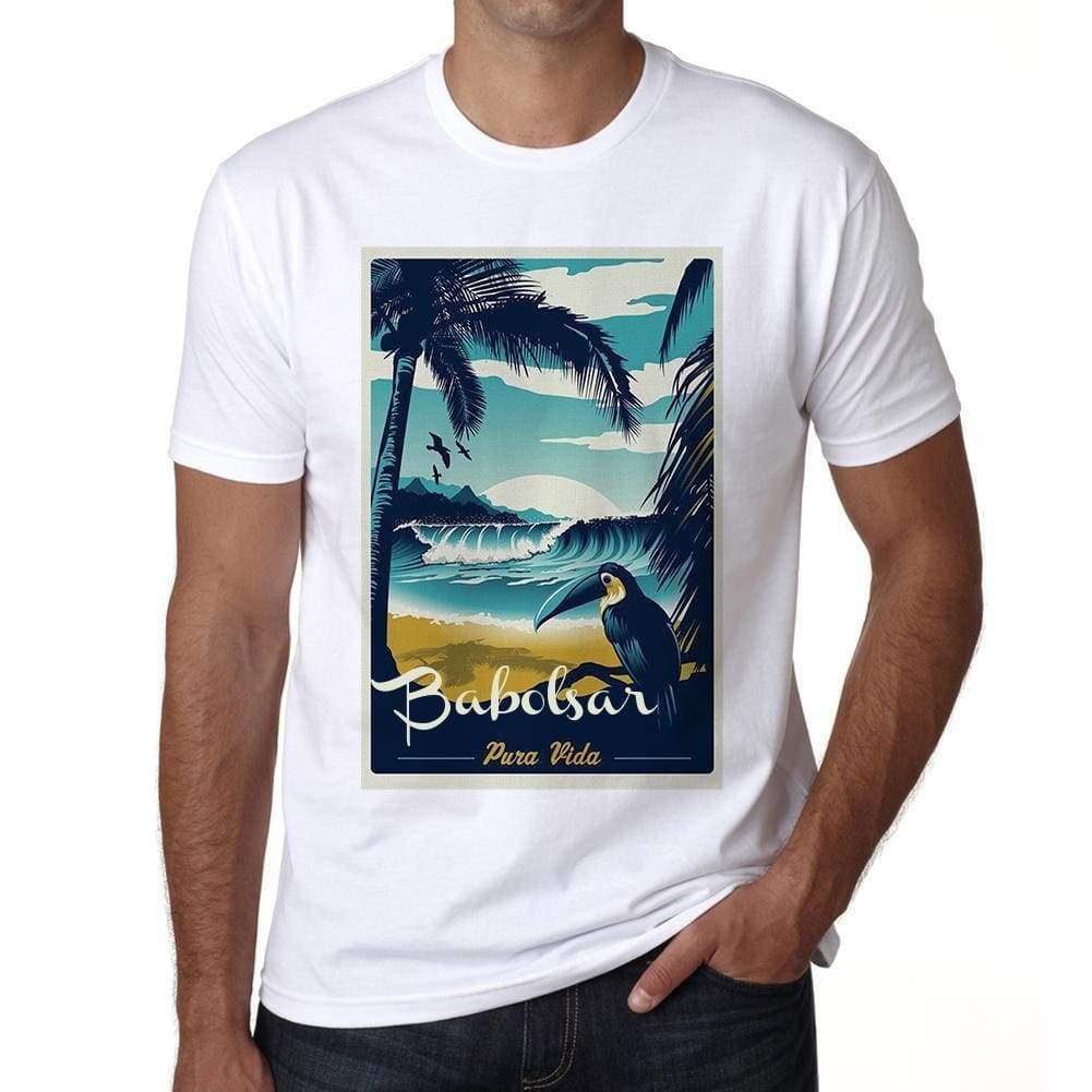 Babolsar Pura Vida Beach Name White Mens Short Sleeve Round Neck T-Shirt 00292 - White / S - Casual