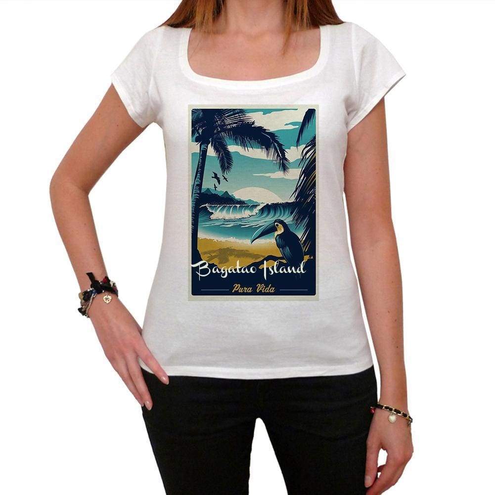 Bagatao Island Pura Vida Beach Name White Womens Short Sleeve Round Neck T-Shirt 00297 - White / Xs - Casual