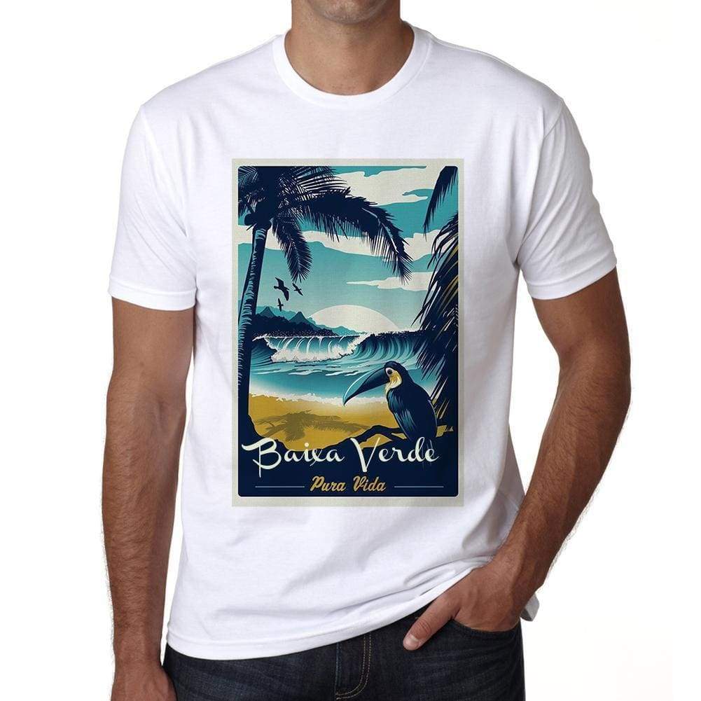 Baixa Verde Pura Vida Beach Name White Mens Short Sleeve Round Neck T-Shirt 00292 - White / S - Casual