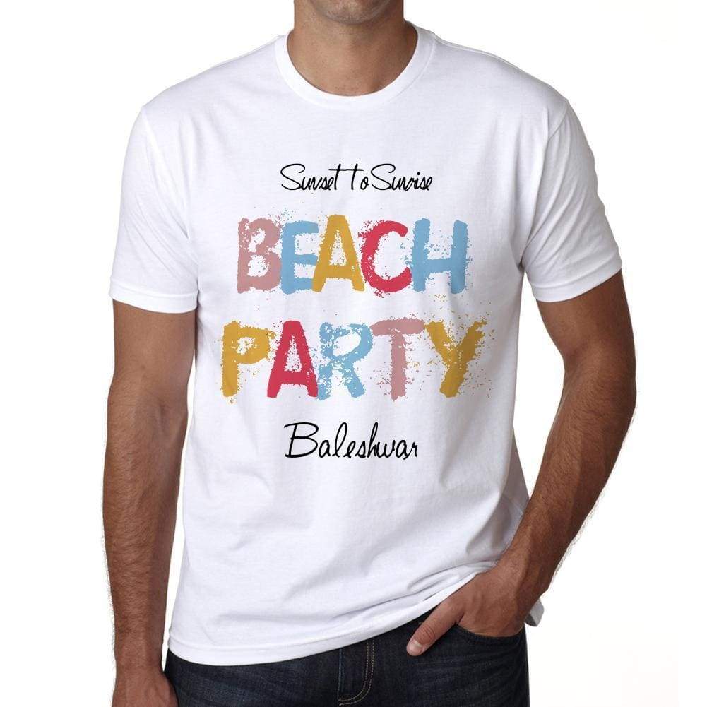 Baleshwar Beach Party White Mens Short Sleeve Round Neck T-Shirt 00279 - White / S - Casual
