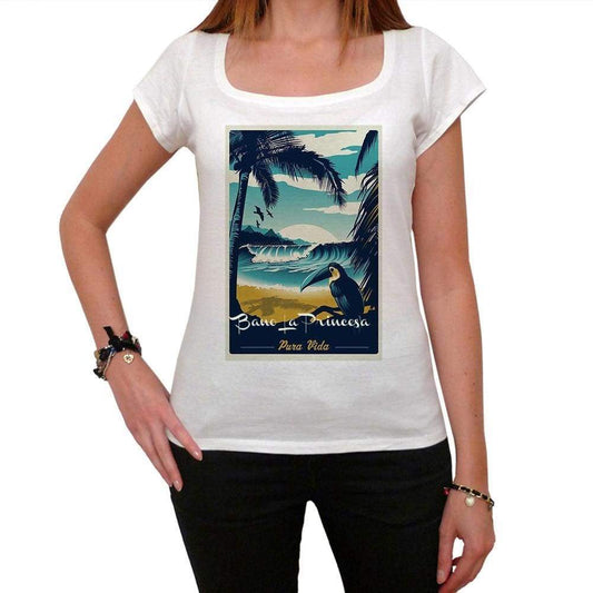 Bano La Princesa Pura Vida Beach Name White Womens Short Sleeve Round Neck T-Shirt 00297 - White / Xs - Casual