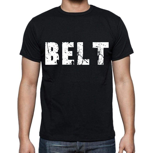 Belt White Letters Mens Short Sleeve Round Neck T-Shirt 00007