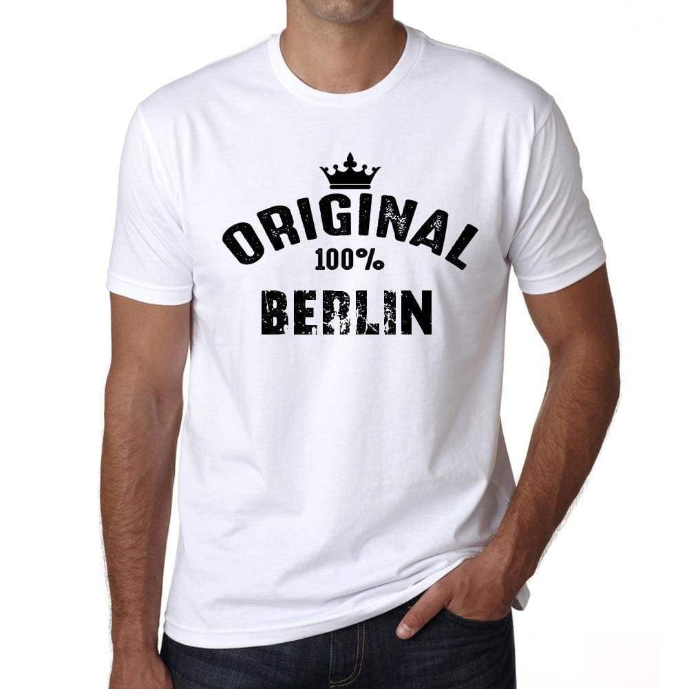 Berlin 100% German City White Mens Short Sleeve Round Neck T-Shirt 00001 - Casual