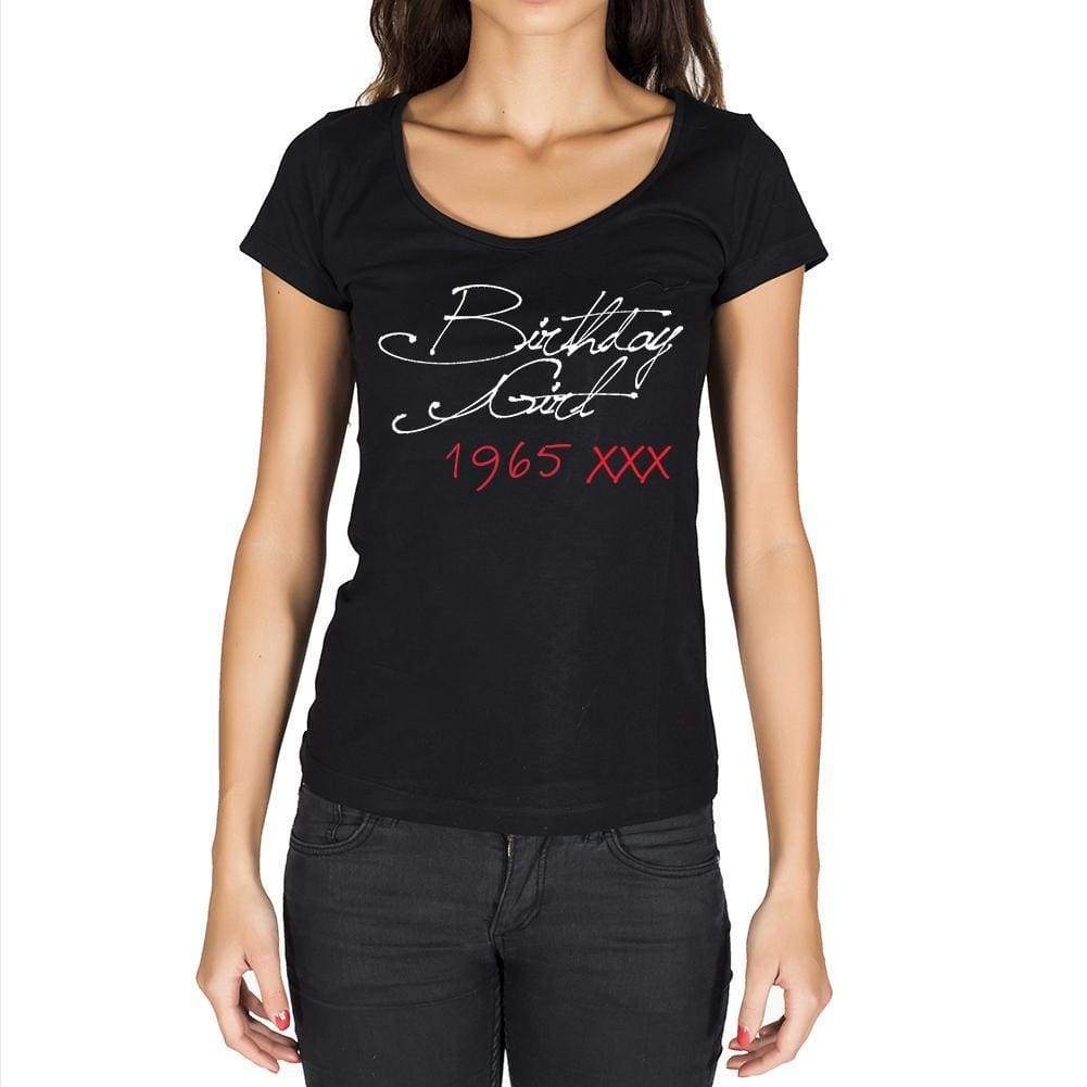 Birthday Girl 1965 Black Womens Short Sleeve Round Neck T-Shirt 00099 - Black / Xs - Casual