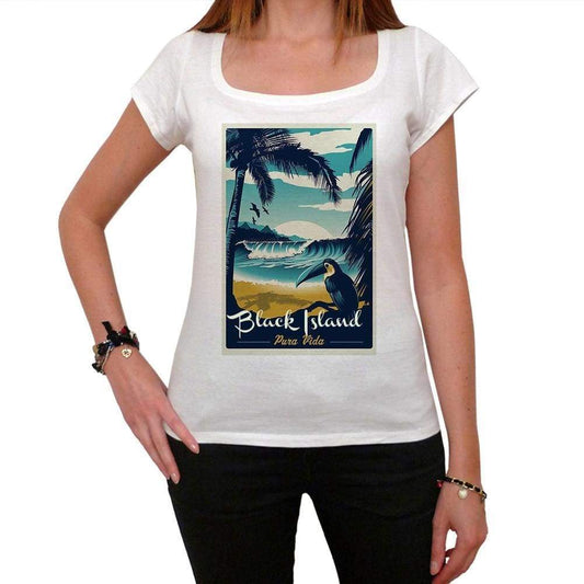 Black Island Pura Vida Beach Name White Womens Short Sleeve Round Neck T-Shirt 00297 - White / Xs - Casual