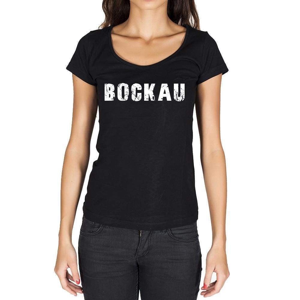 Bockau German Cities Black Womens Short Sleeve Round Neck T-Shirt 00002 - Casual