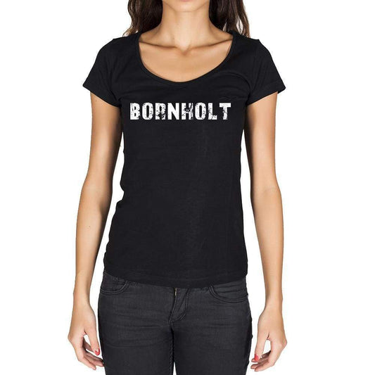 Bornholt German Cities Black Womens Short Sleeve Round Neck T-Shirt 00002 - Casual
