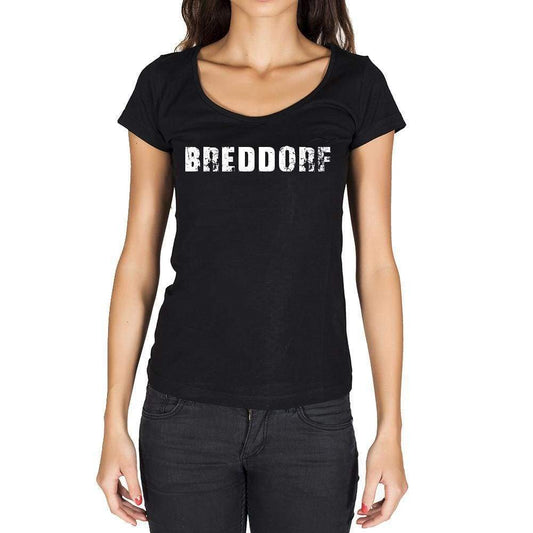 Breddorf German Cities Black Womens Short Sleeve Round Neck T-Shirt 00002 - Casual
