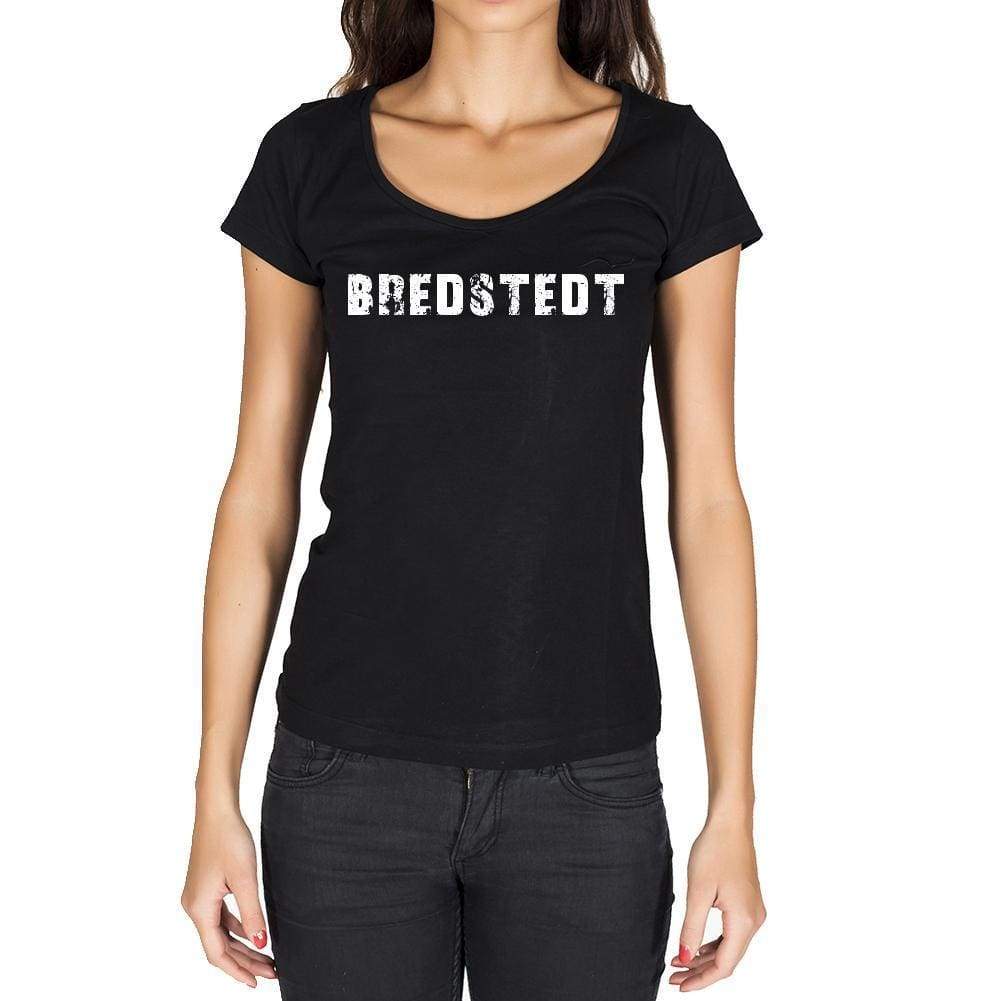 Bredstedt German Cities Black Womens Short Sleeve Round Neck T-Shirt 00002 - Casual