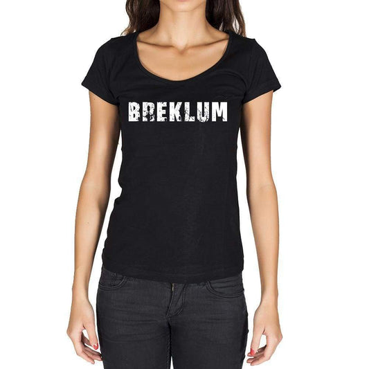 Breklum German Cities Black Womens Short Sleeve Round Neck T-Shirt 00002 - Casual