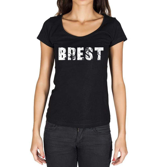 Brest German Cities Black Womens Short Sleeve Round Neck T-Shirt 00002 - Casual