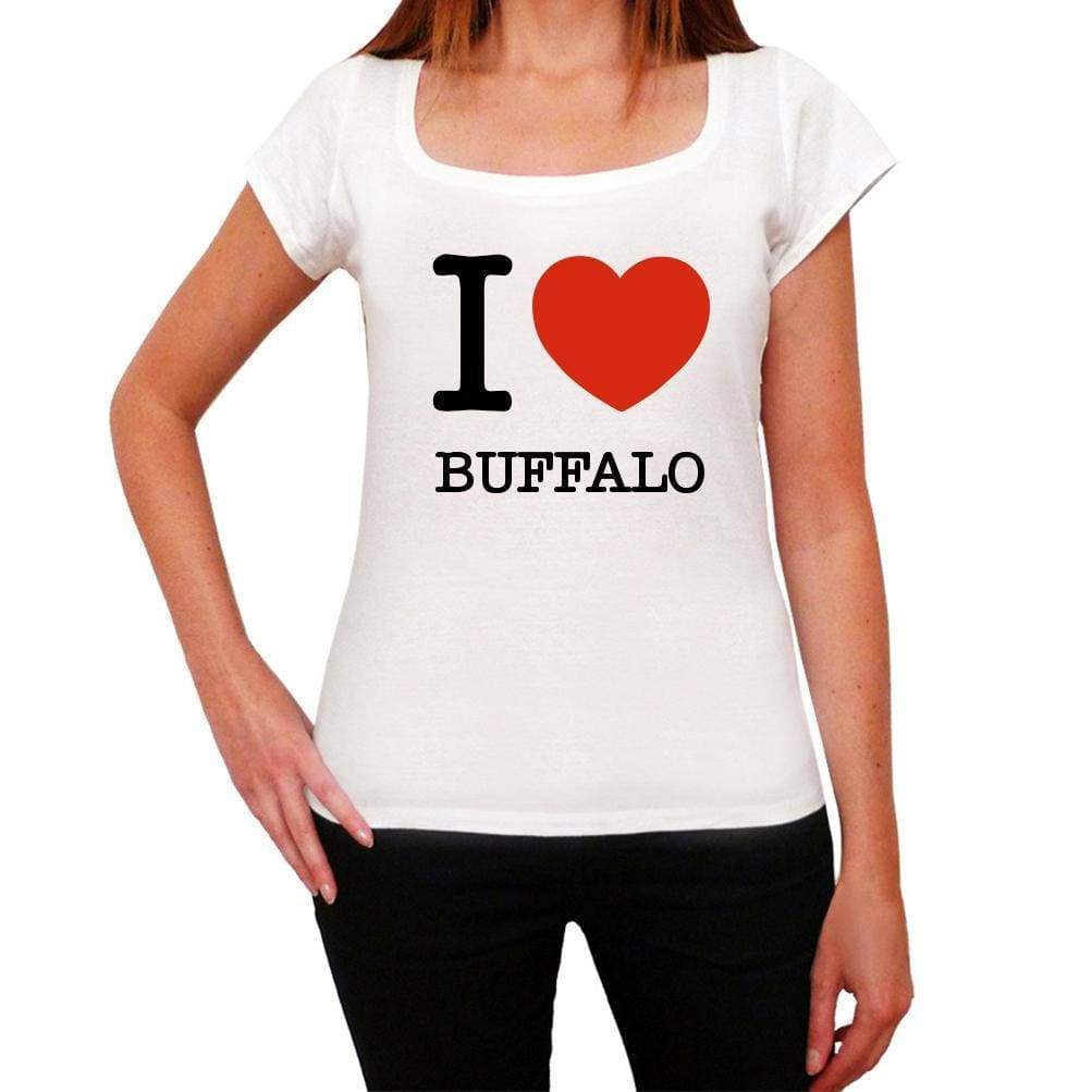 Buffalo Love Animals White Womens Short Sleeve Round Neck T-Shirt 00065 - White / Xs - Casual