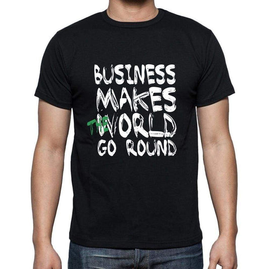 Business World Goes Round Mens Short Sleeve Round Neck T-Shirt 00082 - Black / S - Casual