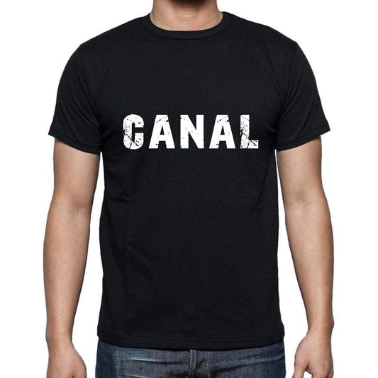 Canal Mens Short Sleeve Round Neck T-Shirt 5 Letters Black Word 00006 - Casual