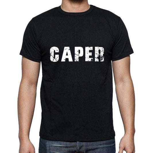 Caper Mens Short Sleeve Round Neck T-Shirt 5 Letters Black Word 00006 - Casual