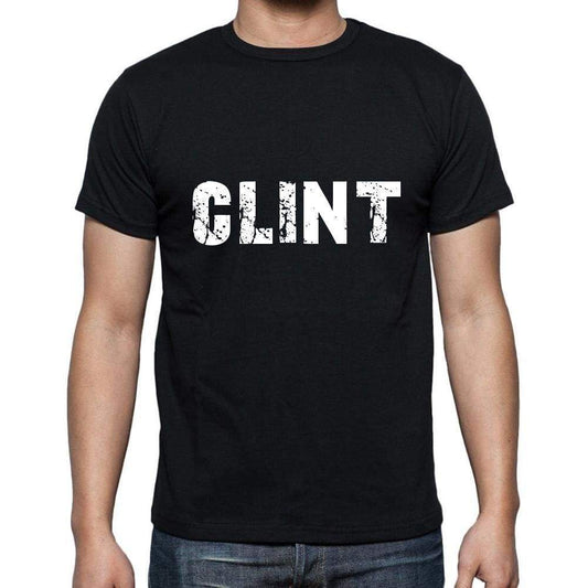 Clint Mens Short Sleeve Round Neck T-Shirt 5 Letters Black Word 00006 - Casual