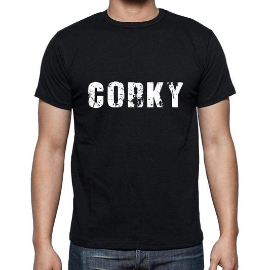 Corky Mens Short Sleeve Round Neck T-Shirt 5 Letters Black Word 00006 - Casual